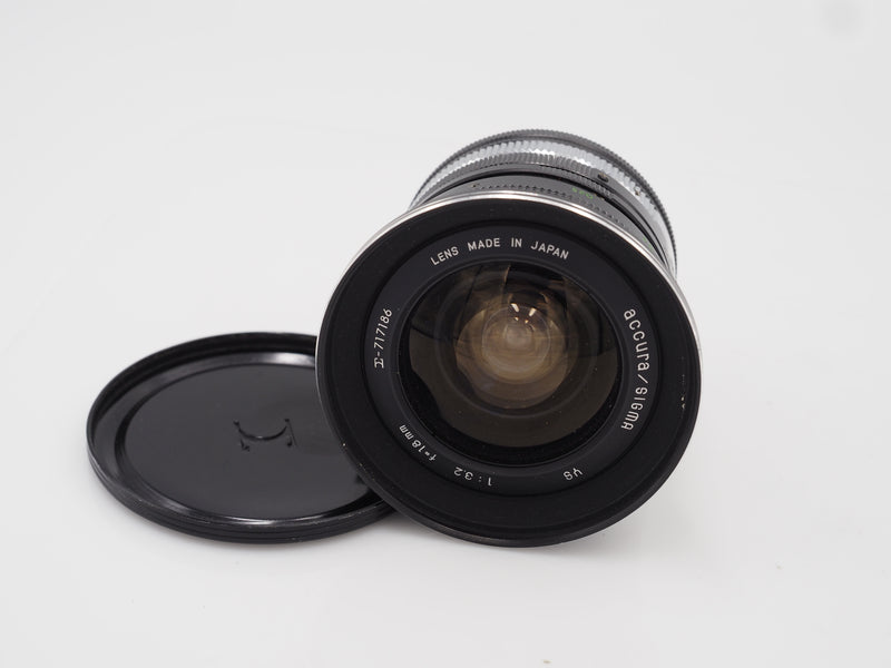 Used Accura Sigma 18mm f3.2 lens for Konica Autoflex film camera